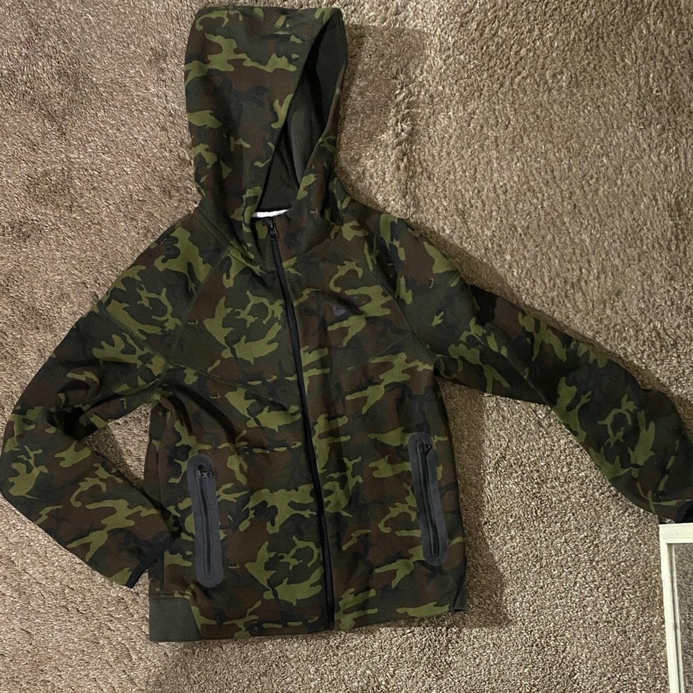 Nike Kids Camo Zip-Up Hoodie Jacket - Green Camo